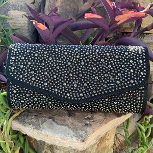 Black Rhinestone Statement Clutch